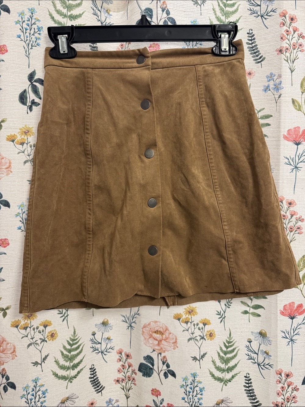 Wilfred Tan Brown Button-Front Mini Skirt